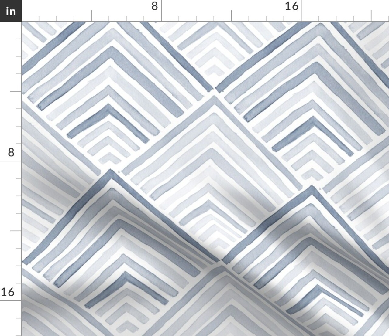 Coastal Geometric Modern Blue Monochrome Lines Neutral Beach Sea Chevron Custom Printed Fabric by Spoonflower Various Fabrics by the Yard or Fat Quarter